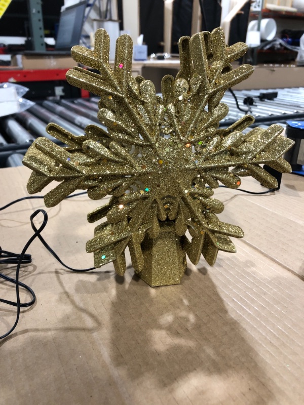 Photo 2 of Christmas Tree Topper Lighted Decoration - LED Light Up Lighted Snowflake Christmas Top Topper Projecter for Crown Christmas Tree, Xmas/Holiday/Winter Home Wonderland Party Ornament?Gold?
