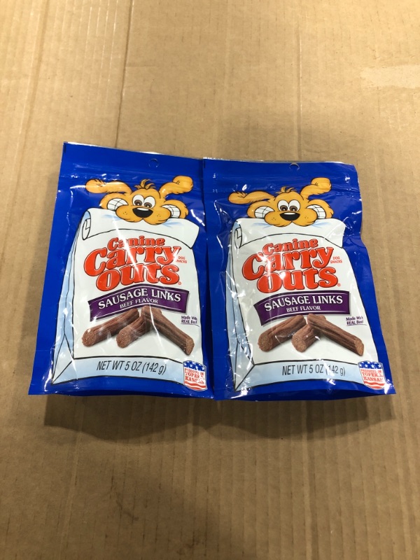 Photo 2 of 2 Pack- Canine Carry Outs Sausage Links Beef Flavor Dog Snacks, 5 Ounce Bag  ( BEST BY 2/22 )
