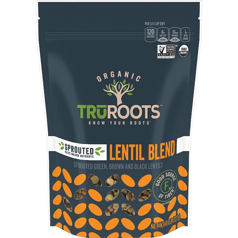 Photo 1 of truRoots Organic Sprouted Lentil Blend, 8 Ounce & Back to Nature Non-GMO Crackers, Organic Roasted Garlic & Herb, 6 Ounce