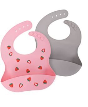 Photo 1 of Labcosi Silicone Baby Bibs for Babies & Toddlers Set of 2, Baby Feeding Bibs for Boys and Girls