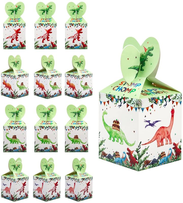 Photo 1 of 2pk 12Pcs Dinosaur Gift Boxes, Dinosaur Birthday Party Supplies, Paper Treat Boxes, Dinosaur Party Favor Boxes Theme Birthday Party Decorations Treat Boxes Perfect for Kids Girl Boy Child