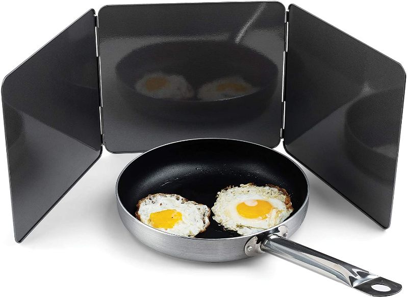 Photo 1 of Fox Run Non-Stick 3 Sided Splatter Guard for Stove Top and Frying Pan, 9 x 10.25 inches, Gray Steel