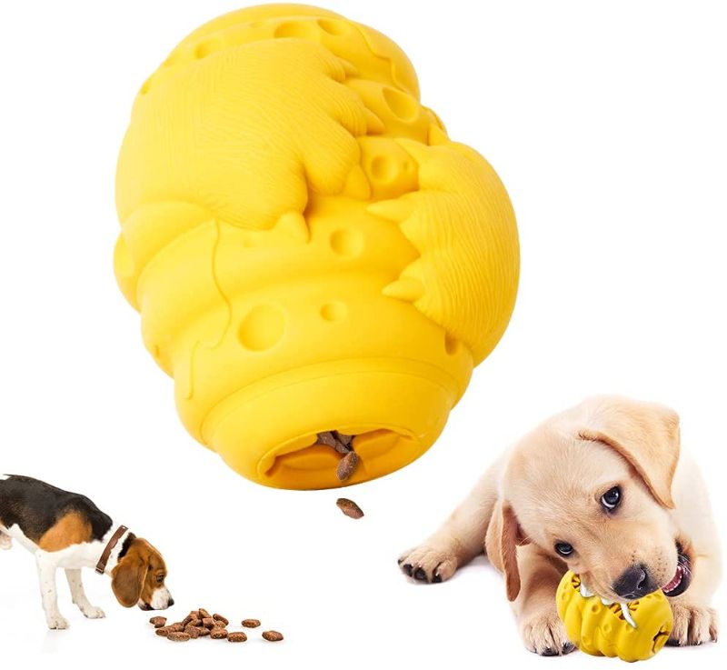 Photo 1 of 3 in 1 Dog Food Dispenser Toy, Dog Chew Toys for Puppies Teething, Indestructible Rubber Toothbrush Interactive Toy for Aggressive Chewers Large Breed Small Medium Dogs?Bear Paw Pattern?