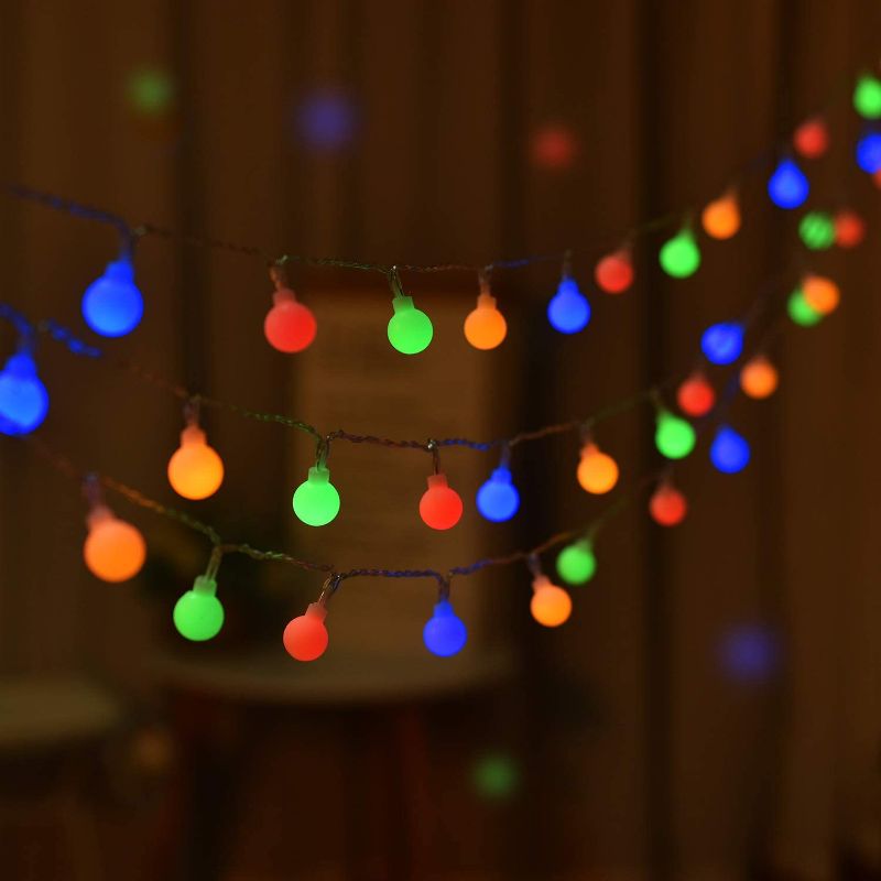 Photo 1 of 16.4FT 50-LED Mini Globe String Lights, Battery Operated, Fairy String Lights, 8 Modes, Decor for Indoor Outdoor Party Wedding Christmas Tree Tapestry Garden (Multi)