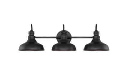 Photo 1 of 30 in. 3 Light Black Industrial Bathroom Vanity Light