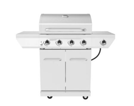 Photo 1 of 4-Burner Propane Gas Grill in Stainless Steel with Side Burner