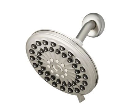 Photo 1 of Waterpik
6-Spray Patterns 7 in. Drencher Wall Mount Adjustable Fixed Shower Head in Brushed Nickel