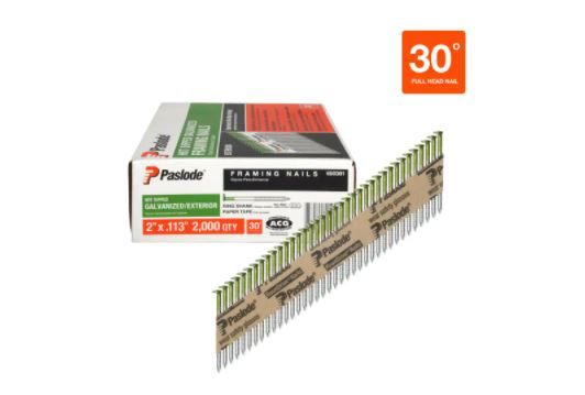 Photo 1 of 2 in. x 0.113-Gauge 30-Degree Galvanized Ring Shank Paper Tape Framing Nails (2,000 per Box)