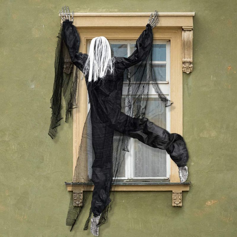 Photo 1 of 63 Inch Life-Size Climbing Dead Zombie, Halloween Hanging Climbing Zombie Decoration with Bloodstains, Halloween Hanging Pros for Haunted House Decor, Wall, Garden, Indoor and Outdoor Decorations
