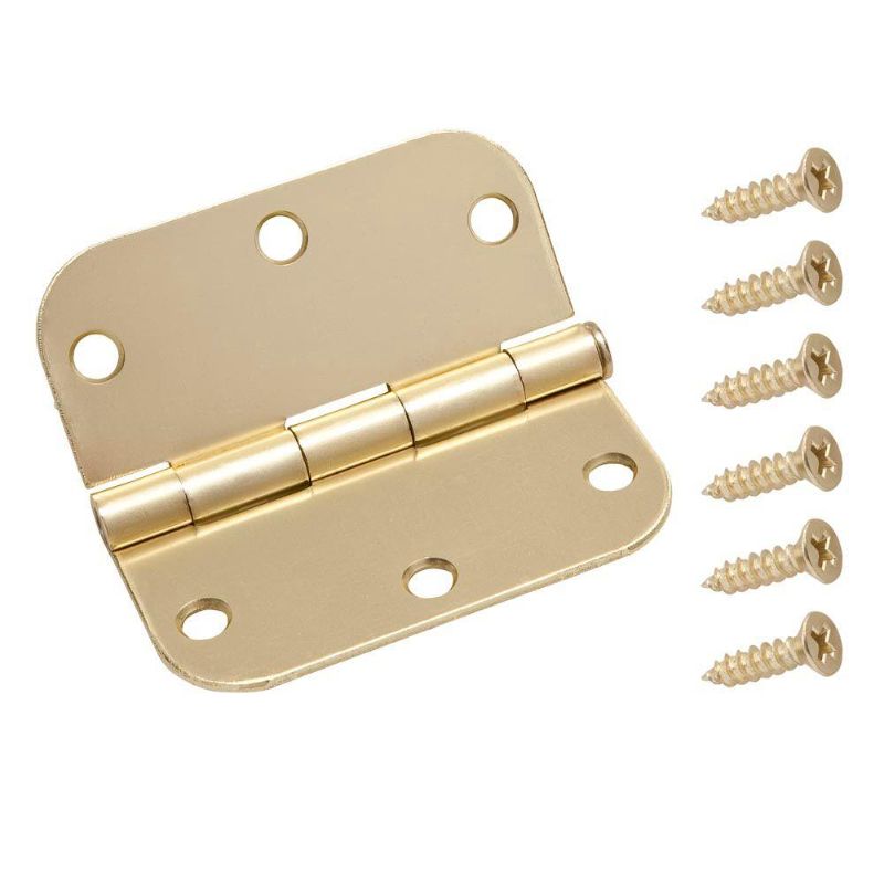 Photo 1 of Everbilt 3 in. Satin Brass 5/8 in. Radius Door Hinge 5pc