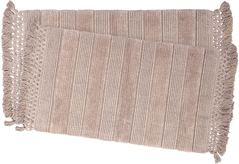 Photo 1 of French Connection Safira Fringe 2-Piece Cotton Bath Rug Set, Blush
