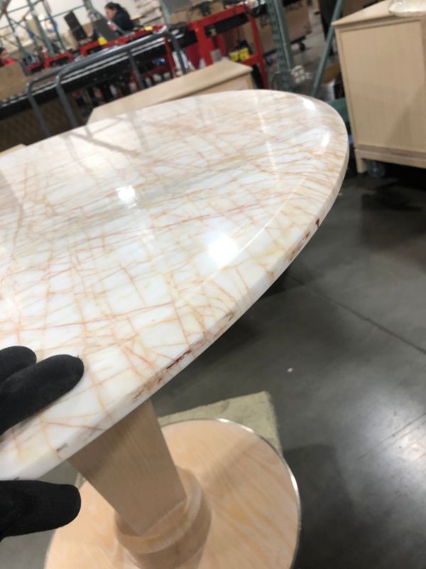 Photo 4 of LIGHT MARBLE CENTER TABLE 29H X 36W 21DIA BASE INCHES