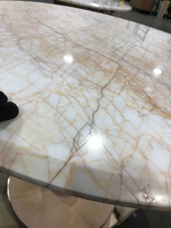 Photo 8 of LIGHT MARBLE CENTER TABLE 29H X 36W 21DIA BASE INCHES