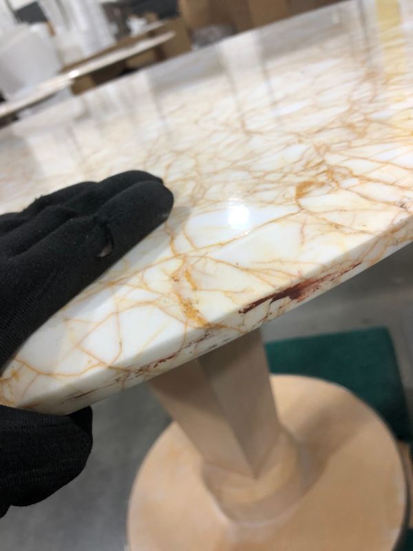 Photo 6 of LIGHT MARBLE CENTER TABLE 29H X 36W 21DIA BASE INCHES