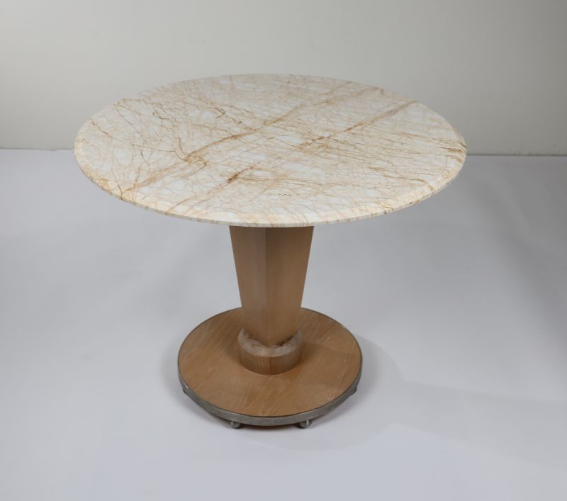 Photo 1 of LIGHT MARBLE CENTER TABLE 29H X 36W 21DIA BASE INCHES