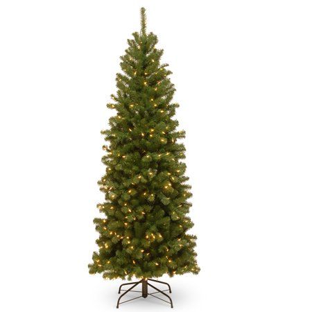 Photo 1 of National Tree North Valley(R) Spruce Pencil Slim Tree with Clear Lights-Size:6 Ft