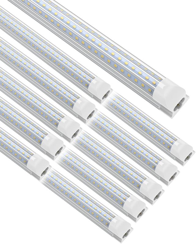 Photo 1 of 8FT LED Shop Lights, JESLED 8 Foot LED Lights Fixture, 90W, 10800 Lumen, Daylight 5000K, Triple Row D-Shape LED, Linkable Design, High Output LED Tube Lights for Garage,Workshop,Basement (10-Pack)