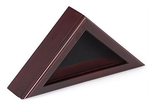 Photo 1 of Americanflat Flag Case for Veterans - Fits a folded 5' x 9.5' American Military Flag - Triangle Display with Polished Plexiglass (Mahogany)