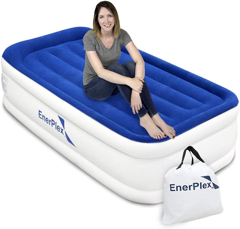 Photo 1 of EnerPlex Twin Air Mattress for Camping, Travel & Home - Luxury,  Double Height Inflatable Bed w/ Built-in Dual Pump, I-Beam