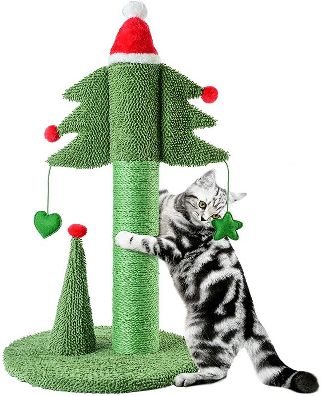 Photo 1 of BOLUO Tall Cat Scratching Post for Large Adult Cats Tree Catcus Cat Scratcher Toy Cute Kitten Kitty Sisal Scratch with Teaser Ball Indoor Outdoor 31 Inch