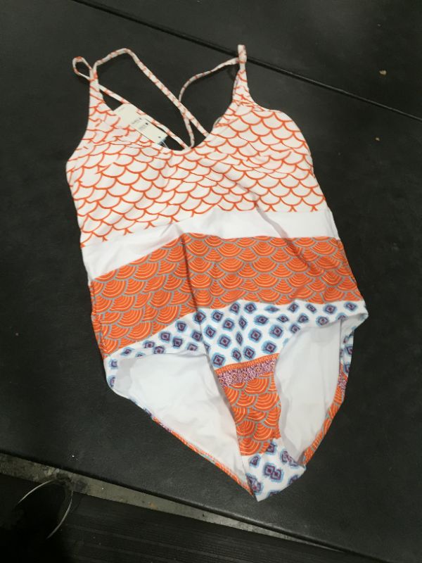 Photo 2 of Fish Scales Printed Plus Size One Piece Swimsuit 1X