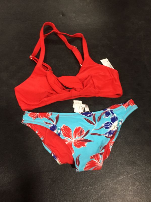 Photo 2 of Red And Floral Print Low Waisted Bikini Xs