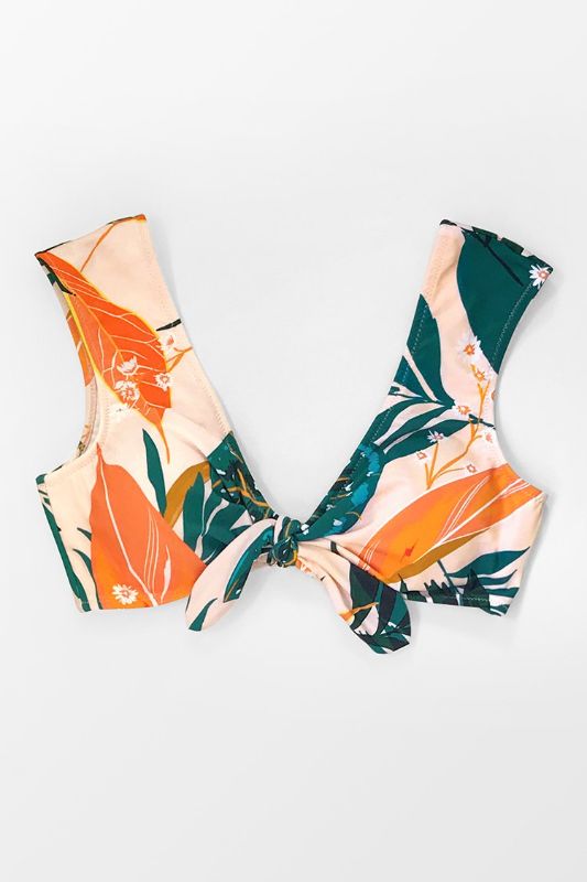 Photo 1 of Bright Leafy Print Bikini Top Lg