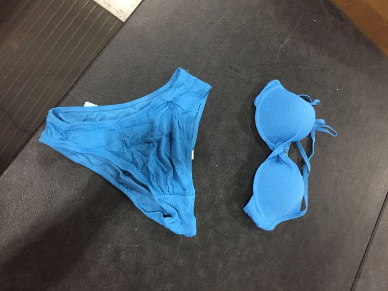 Photo 2 of Blue Twist Front Halter Bikini Med 