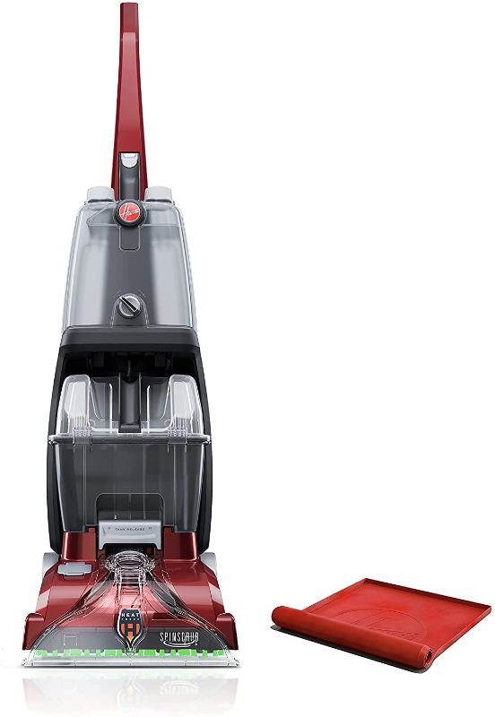 Photo 1 of Hoover Power Scrub Deluxe Carpet Cleaner Machine, Upright Shampooer, with Storage Mat, FH50150B, Red