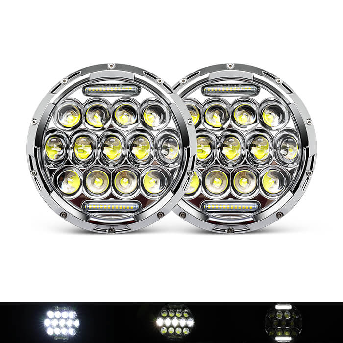 Photo 1 of 1pc Ultra thin 7 inch dot SAE angel eye round LED headlight JG-J005T color Black 