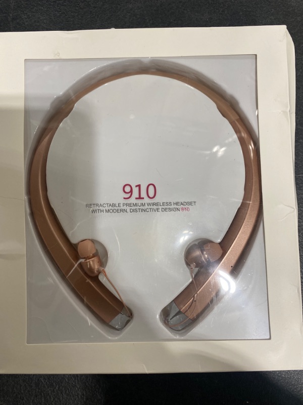 Photo 1 of 910 Retractable Premium Wireless Headset/Headphones - Rose Gold
