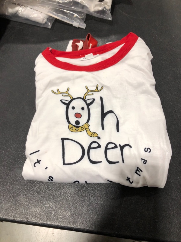 Photo 1 of CREAM 'OH DEER' FLEECE CHRISTMAS PJ SET Size 8-9 T
