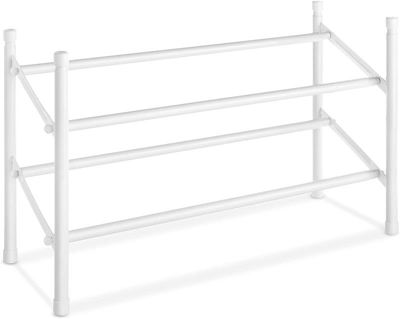 Photo 1 of Whitmor, White 2-Tier Expandable and Stackable Shoe Rack
