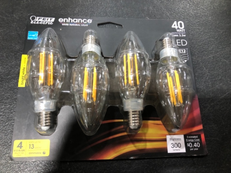 Photo 2 of 40-Watt Equivalent Blunt Tip Bright White Filament LED (4-Pack)
