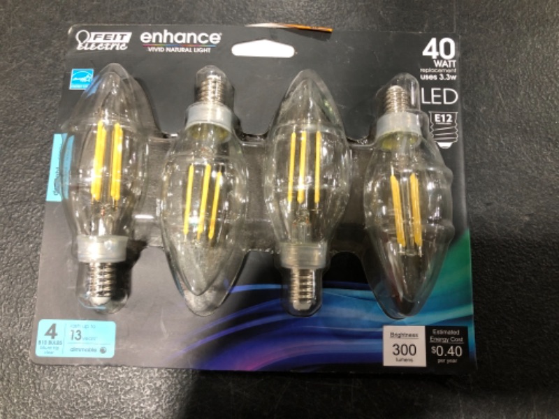 Photo 2 of 40-Watt Equivalent Blunt Tip Bright White Filament LED (4-Pack)
