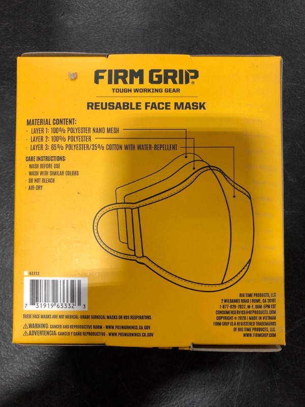 Photo 3 of Firm Grip Reusable Face Mask- Tough Working Gear (16 Pack)
