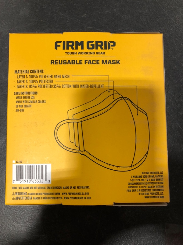 Photo 3 of Firm Grip Reusable Face Mask- Tough Working Gear (16 Pack)
