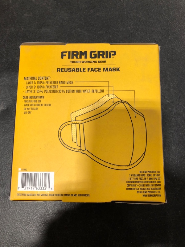 Photo 3 of Firm Grip Reusable Face Mask- Tough Working Gear (16 Pack)
