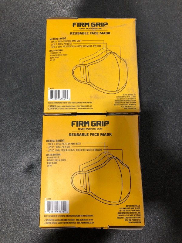 Photo 3 of Firm Grip Reusable Face Mask- Tough Working Gear (16 Pack)
LOT OF 2. 32 TOTAL.