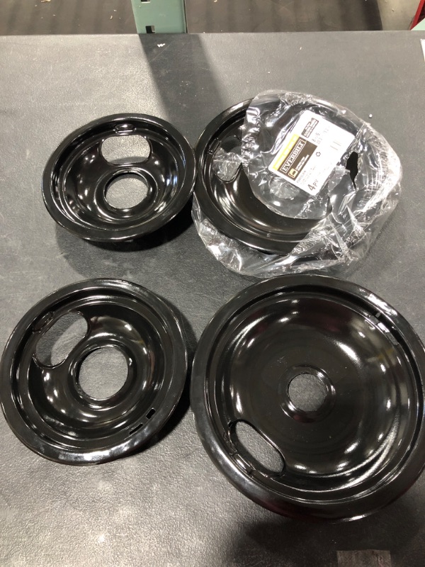 Photo 2 of EVERBILT UNIVERSAL DRIP BOWL SET, 8 INCH/6 INCH, 4 PACK, BLACK PORCELAIN.