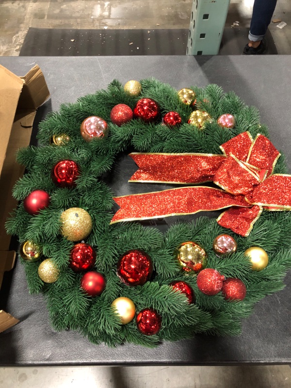 Photo 2 of 60 LED LIGHT CHRISTMAS WREATH. 24 INCH.  