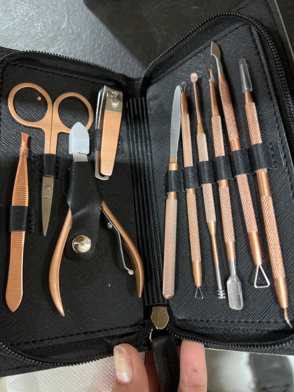 Photo 1 of Leefona Manicure Set 10 in 1, Stainless Steel Professional Pedicure Kit Nail Scissors Grooming Kit.