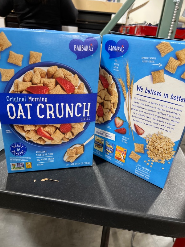 Photo 1 of 2 Boxes of Three Sisters Barbara's Morning Oat Crunch Original Cereal, Heart Healthy, Non-GMO, 14 Oz Box BEST BY: MAR 23.2022