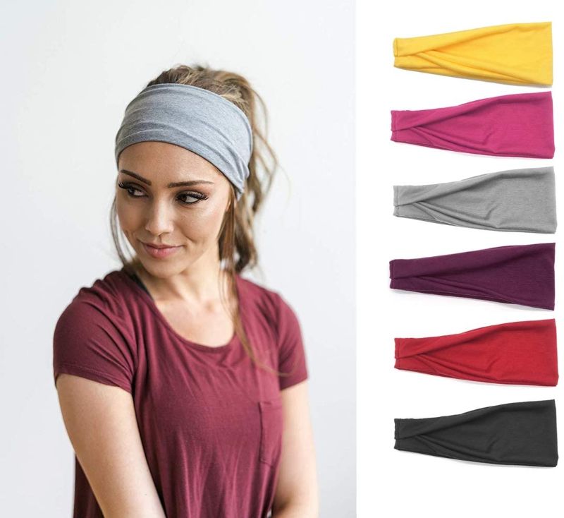 Photo 1 of Xiaoai Set of 6 Women's Yoga Sport Headband, Lightweight Non Slip Wicking Elastic Sports Headband for Running Fitness Tennis Men and Women Unisex (05-6 Pack)
