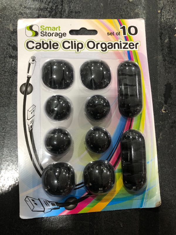 Photo 2 of 10 Pack Cable Clips Black- Self Adhesive Silicone Cable Organizer Clip, Cable Wire Clip, Holder, Cable Management for Organizing Cable Cords (Black)
