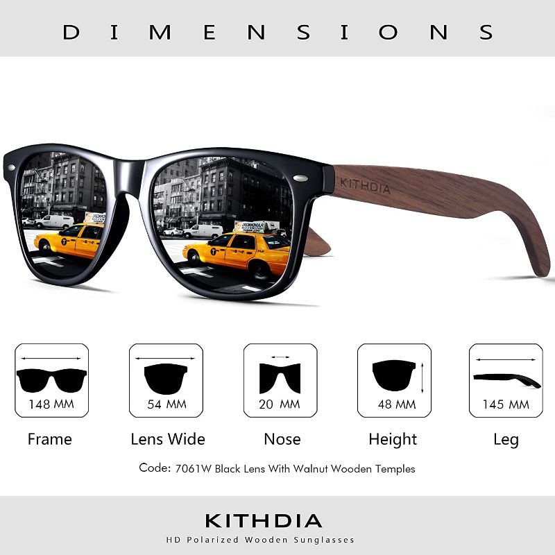 Photo 1 of Kithdia Handmade Bamboo Wood Sunglasses For Men and Women With Polarized Lens - Wooden Sunglasses S7061
