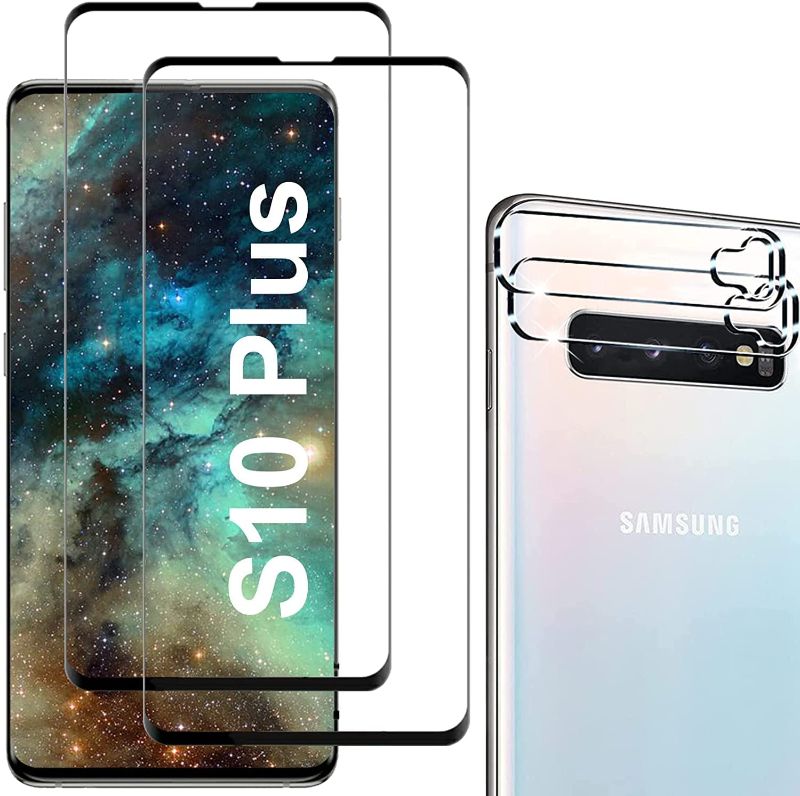 Photo 1 of [2+2 Pack] Glass Screen Protector for Samsung Galaxy S10 Plus, 9H Tempered Glass?Ultrasonic Fingerprint Compatible,3D Curved, HD Clear, Case Friendly Bubble-Free for Galaxy S10 Plus Screen Protector
