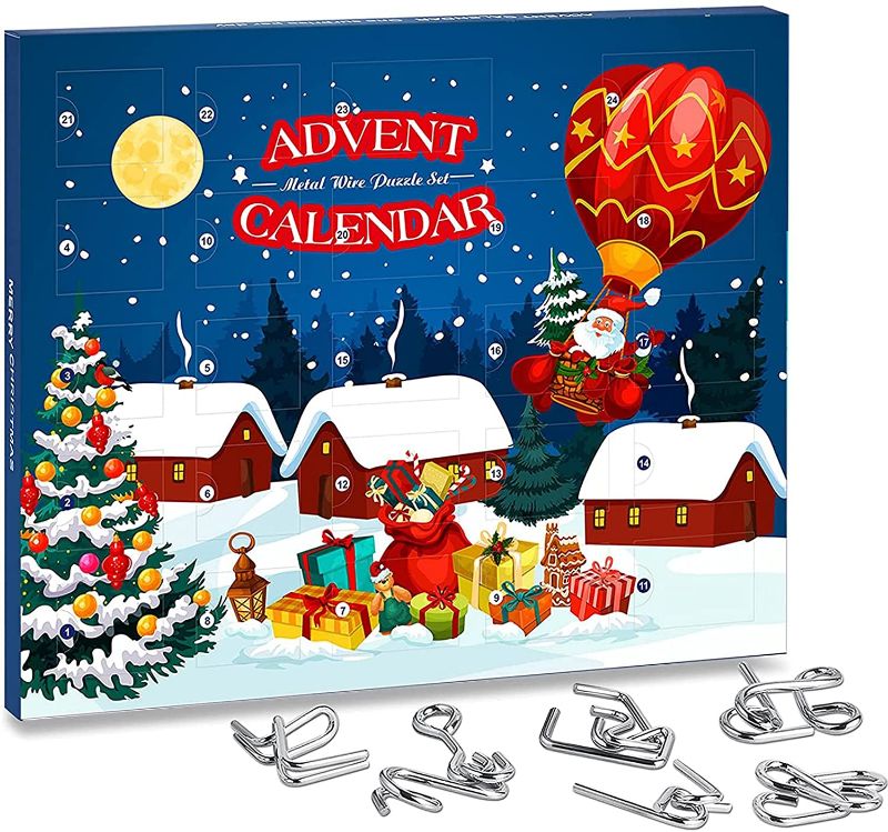 Photo 1 of Advent Calendar 2021 - Christmas Countdown Calendar Gift Box with 24 Brain Teaser Puzzles Toys for Xmas Countdown Holiday Kids Adults Challenge