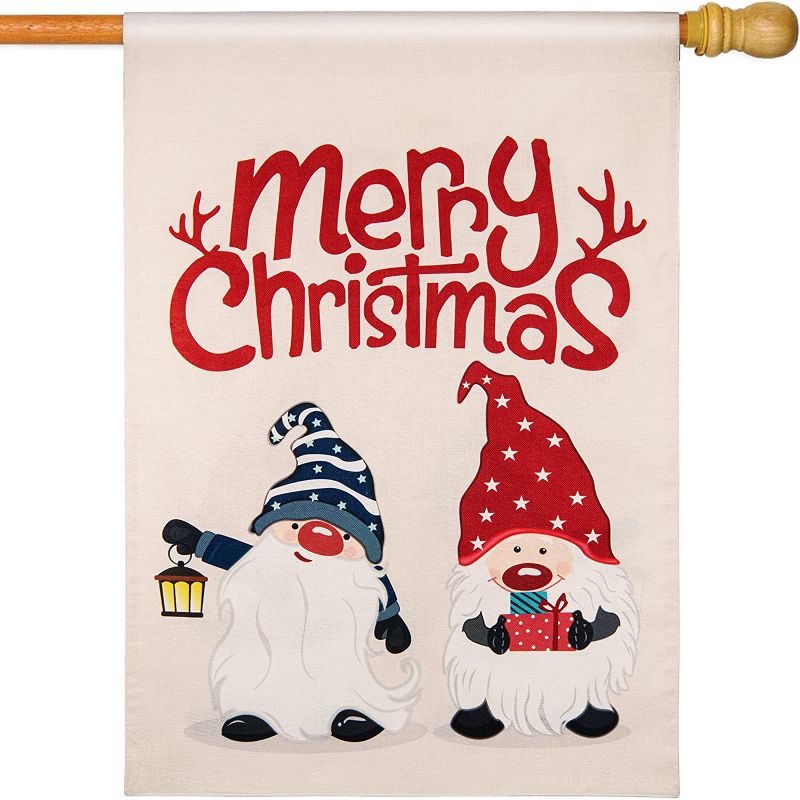 Photo 1 of CreiYuan Merry Christmas Garden Flags - 28 x 40 inch Xmas Gnome Flags Vertical Double Sided, Outdoor Winter Xmas Yard Flag for Outside Garden Home Farmhouse Yard Decor Welcome Christmas
