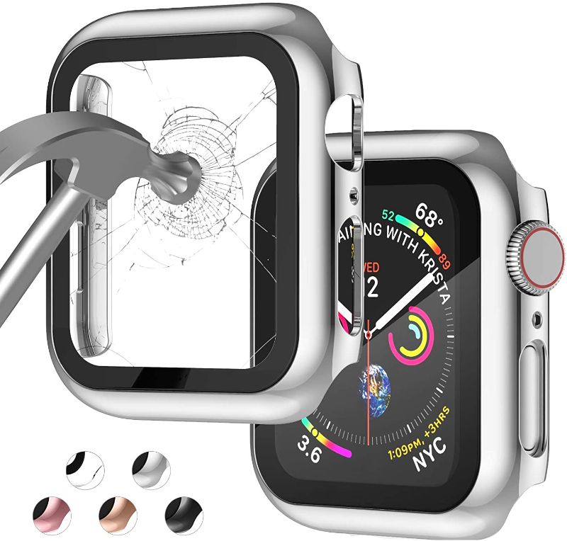 Photo 1 of Apple Watch Case for Apple Watch 44MM Series 6/5/4/SE with Built-in Tempered Glass Screen Protector, All-Around Ultra-Thin Bumper Full Cover Hard PC Protective Case for iWatch
